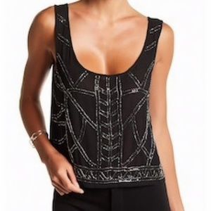 Tart Black Beaded Camisole With Sequins Size L